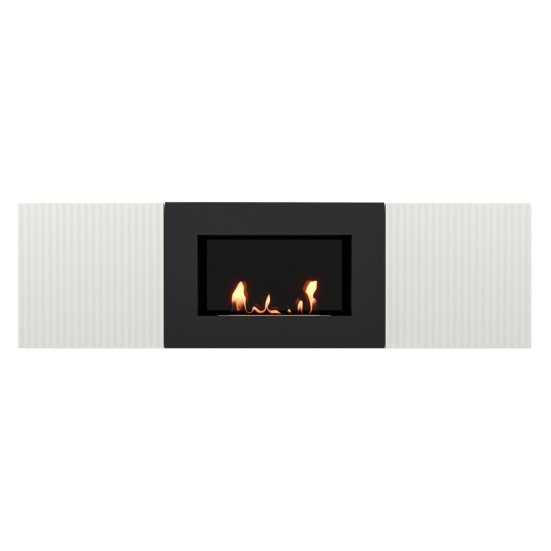 Тумба с биокамином Firelight BFP/P-1400L белый+набор керамических дров сосна